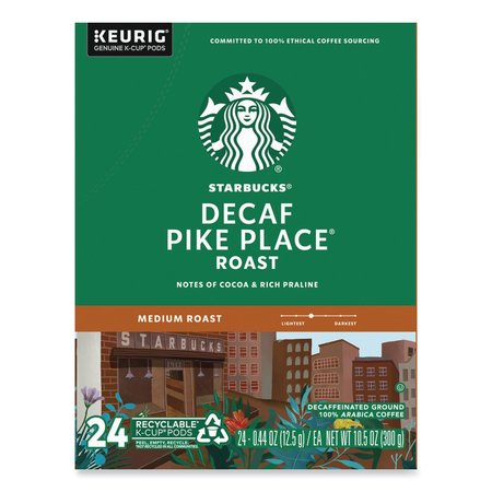 STARBUCKS Pike Place Decaf Coffee K-Cups, PK96 PK 12434952